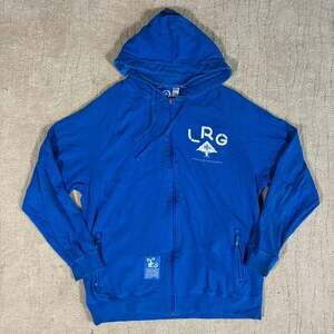 Y2K LRG Men XL Royal Blue Full Zip Hoodie Sweatshirt Streetwear Skater Grunge